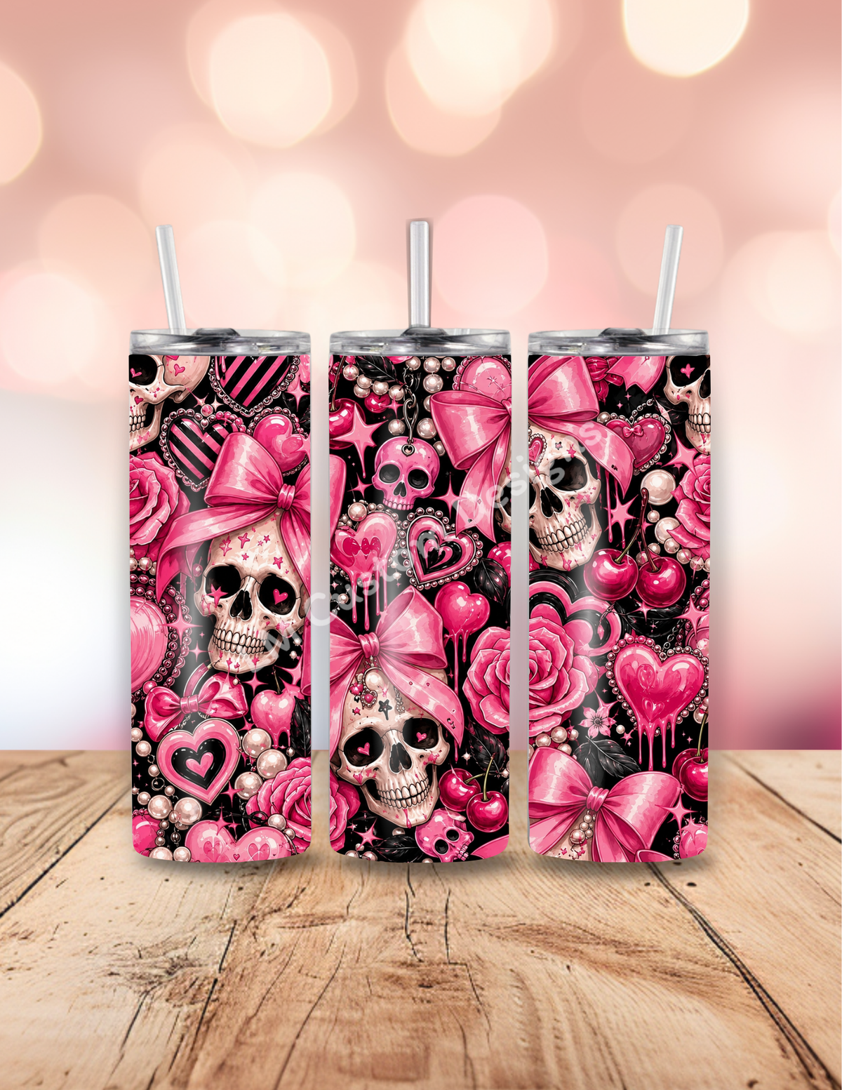 Pink Skulls With Hearts