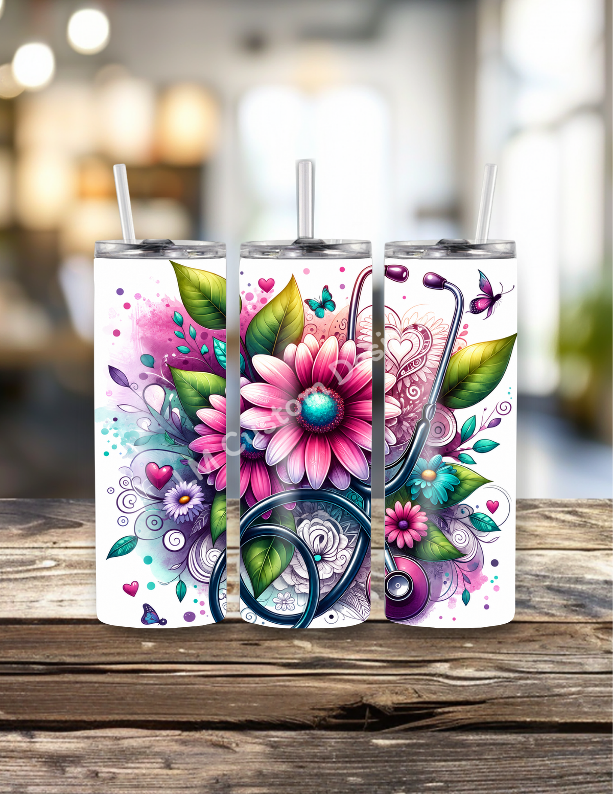 Stethoscope with Pink Flowers